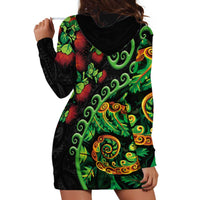 New Zealand Koru Plants and Pohutukawa Hoodie Dress Maori Tattoo Pattern LT03 - Polynesian Pride