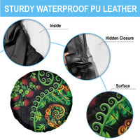 New Zealand Koru Plants and Pohutukawa Spare Tire Cover Maori Tattoo Pattern