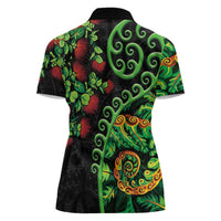 New Zealand Koru Plants and Pohutukawa Women Polo Shirt Maori Tattoo Pattern LT03 - Polynesian Pride