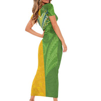 Cook Islands Language Week Family Matching Short Sleeve Bodycon Dress and Hawaiian Shirt Tatau Pattern and Rarotongan Alphabet LT03 - Polynesian Pride