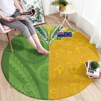 Cook Islands Language Week Round Carpet Tatau Pattern and Rarotongan Alphabet LT03 - Polynesian Pride