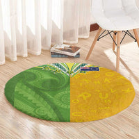 Cook Islands Language Week Round Carpet Tatau Pattern and Rarotongan Alphabet LT03 - Polynesian Pride