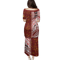Tonga Language Week Family Matching Puletasi and Hawaiian Shirt Ngatu Pattern and Tongan Alphabet - Polynesian Pride