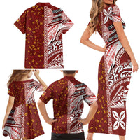 Tonga Language Week Family Matching Short Sleeve Bodycon Dress and Hawaiian Shirt Ngatu Pattern and Tongan Alphabet LT03 - Polynesian Pride