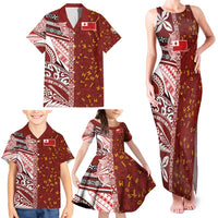 Tonga Language Week Family Matching Tank Maxi Dress and Hawaiian Shirt Ngatu Pattern and Tongan Alphabet LT03 - Polynesian Pride