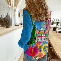 Personalised Malampa Fiji Day Women Casual Shirt Tropical Plants Mix Polynesian and Tapa Pattern LT03 - Polynesian Pride