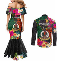 Personalised Penama Day Couples Matching Mermaid Dress and Long Sleeve Button Shirts Proud To Be A Ni-Van Beauty Pacific Flower LT03 - Polynesian Pride