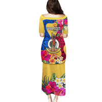 Personalised Torba Day Family Matching Puletasi Dress and Hawaiian Shirt Proud To Be A Ni-Van Beauty Pacific Flower LT03 - Polynesian Pride