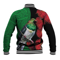New Zealand Kereru And Pohutukawa Baseball Jacket Maori Tribal Tattoo LT03 - Polynesian Pride