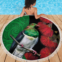 New Zealand Kereru And Pohutukawa Beach Blanket Maori Tribal Tattoo LT03 - Polynesian Pride