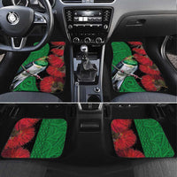 New Zealand Kereru And Pohutukawa Car Mats Maori Tribal Tattoo LT03 Set 4pcs Black - Polynesian Pride