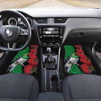 New Zealand Kereru And Pohutukawa Car Mats Maori Tribal Tattoo LT03 Set 2pcs - Front Black - Polynesian Pride