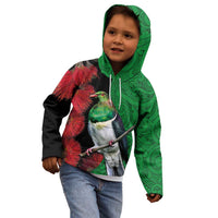 New Zealand Kereru And Pohutukawa Kid Hoodie Maori Tribal Tattoo LT03 - Polynesian Pride