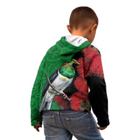 New Zealand Kereru And Pohutukawa Kid Hoodie Maori Tribal Tattoo LT03 - Polynesian Pride