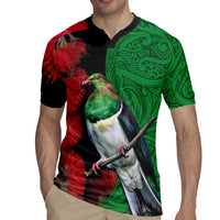 New Zealand Kereru And Pohutukawa Rugby Jersey Maori Tribal Tattoo LT03 - Polynesian Pride