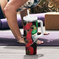 New Zealand Kereru And Pohutukawa Tumbler With Handle Maori Tribal Tattoo LT03 - Polynesian Pride