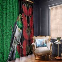 New Zealand Kereru And Pohutukawa Window Curtain Maori Tribal Tattoo LT03 - Polynesian Pride