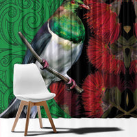 New Zealand Kereru And Pohutukawa Window Curtain Maori Tribal Tattoo LT03 - Polynesian Pride