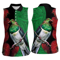 New Zealand Kereru And Pohutukawa Women Sleeveless Polo Shirt Maori Tribal Tattoo LT03 - Polynesian Pride