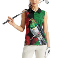 New Zealand Kereru And Pohutukawa Women Sleeveless Polo Shirt Maori Tribal Tattoo LT03 - Polynesian Pride