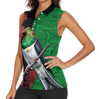 New Zealand Kereru And Pohutukawa Women Sleeveless Polo Shirt Maori Tribal Tattoo LT03 - Polynesian Pride