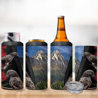 New Zealand Kea And Pohutukawa 4 in 1 Can Cooler Tumbler With The Mountain Landscape LT03 - Polynesian Pride