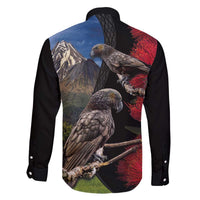 New Zealand Kea And Pohutukawa Family Matching Off Shoulder Short Dress and Hawaiian Shirt With The Mountain Landscape LT03 - Polynesian Pride