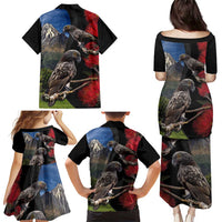 New Zealand Kea And Pohutukawa Family Matching Puletasi and Hawaiian Shirt With The Mountain Landscape LT03 - Polynesian Pride