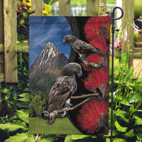 New Zealand Kea And Pohutukawa Garden Flag With The Mountain Landscape LT03 Garden Flag Black - Polynesian Pride