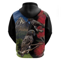 New Zealand Kea And Pohutukawa Hoodie With The Mountain Landscape LT03 - Polynesian Pride