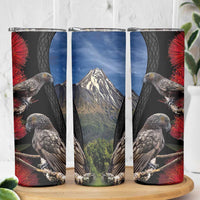 New Zealand Kea And Pohutukawa Skinny Tumbler With The Mountain Landscape LT03 - Polynesian Pride