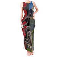 New Zealand Kea And Pohutukawa Tank Maxi Dress With The Mountain Landscape LT03 Women Black - Polynesian Pride