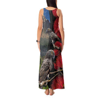 New Zealand Kea And Pohutukawa Tank Maxi Dress With The Mountain Landscape LT03 - Polynesian Pride