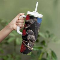 New Zealand Kea And Pohutukawa Tumbler With Handle With The Mountain Landscape LT03 - Polynesian Pride