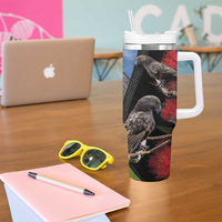 New Zealand Kea And Pohutukawa Tumbler With Handle With The Mountain Landscape LT03 - Polynesian Pride
