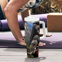 New Zealand Kea And Pohutukawa Tumbler With Handle With The Mountain Landscape LT03 - Polynesian Pride
