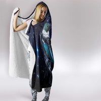 New Zealand Tui Bird Hooded Blanket The Pleiades Star Cluster and Koru Tribal Tattoo Galaxy Vibe LT03 - Polynesian Pride