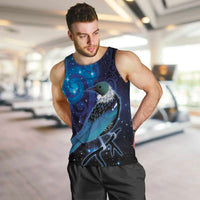 New Zealand Tui Bird Men Tank Top The Pleiades Star Cluster and Koru Tribal Tattoo Galaxy Vibe LT03 Blue - Polynesian Pride