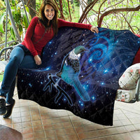 New Zealand Tui Bird Quilt The Pleiades Star Cluster and Koru Tribal Tattoo Galaxy Vibe LT03 - Polynesian Pride
