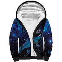 New Zealand Tui Bird Sherpa Hoodie The Pleiades Star Cluster and Koru Tribal Tattoo Galaxy Vibe LT03 Unisex Blue - Polynesian Pride