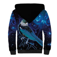 New Zealand Tui Bird Sherpa Hoodie The Pleiades Star Cluster and Koru Tribal Tattoo Galaxy Vibe LT03 - Polynesian Pride