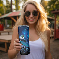 New Zealand Tui Bird Skinny Tumbler The Pleiades Star Cluster and Koru Tribal Tattoo Galaxy Vibe LT03 - Polynesian Pride