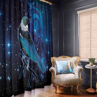 New Zealand Tui Bird Window Curtain The Pleiades Star Cluster and Koru Tribal Tattoo Galaxy Vibe LT03 - Polynesian Pride