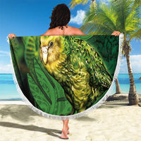 New Zealand Kkp Beach Blanket Silver Fern with Close up of Green Fern Leaves and Maori Tattoo LT03 - Polynesian Pride