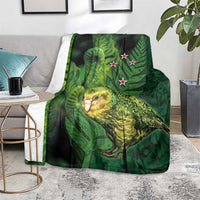New Zealand Kkp Blanket Silver Fern with Close up of Green Fern Leaves and Maori Tattoo LT03 - Polynesian Pride