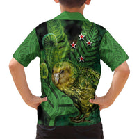 New Zealand Kkp Family Matching Puletasi and Hawaiian Shirt Silver Fern with Close up of Green Fern Leaves and Maori Tattoo LT03 - Polynesian Pride
