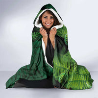 New Zealand Kkp Hooded Blanket Silver Fern with Close up of Green Fern Leaves and Maori Tattoo LT03 - Polynesian Pride