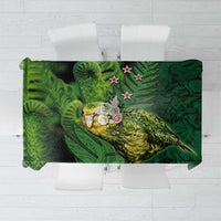 New Zealand Kkp Tablecloth Silver Fern with Close up of Green Fern Leaves and Maori Tattoo LT03 Green - Polynesian Pride