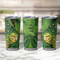 New Zealand Kkp Tumbler Cup Silver Fern with Close up of Green Fern Leaves and Maori Tattoo LT03 - Polynesian Pride
