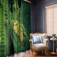 New Zealand Kkp Window Curtain Silver Fern with Close up of Green Fern Leaves and Maori Tattoo LT03 - Polynesian Pride